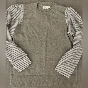 Anthropologie Women’s Grey Vest With Puff White Sleeve